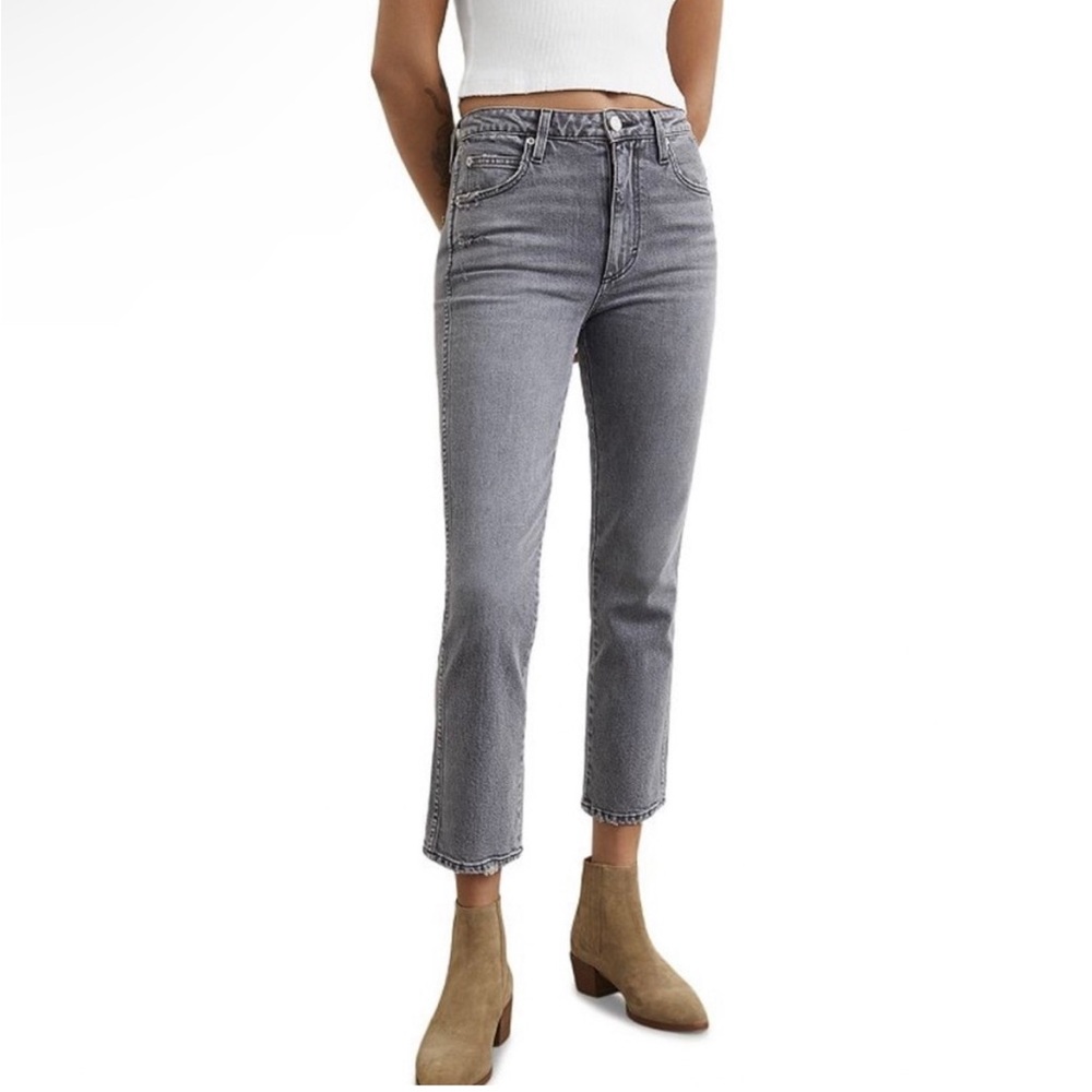 AMO Chloe Crop in Grey Skies Straight Leg High Rise 24